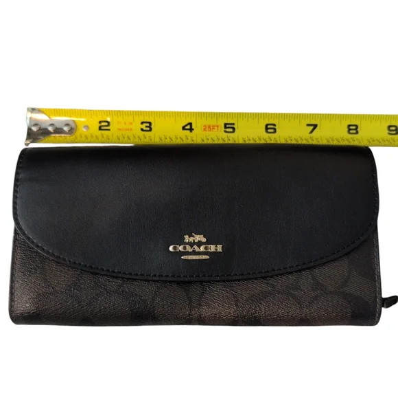 Coach Black Women's Wallet Preloved Zipper Broke Monogram Leather - Picture 10 of 12